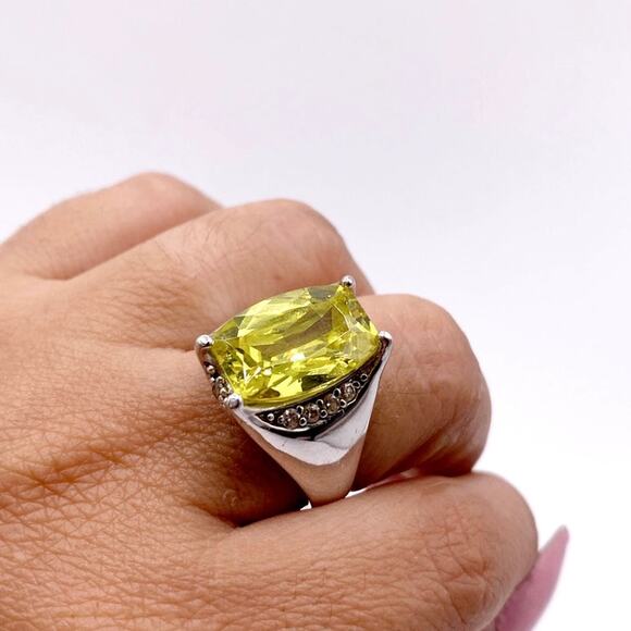 Sterling Silver and Lemon Citrine Stone Cocktail Ring 7” - Picture 7 of 8